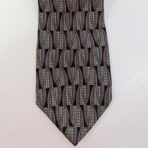 Z Inc. Men's Modernist Geometric Print Silk Tie. Hand Made in Korea.